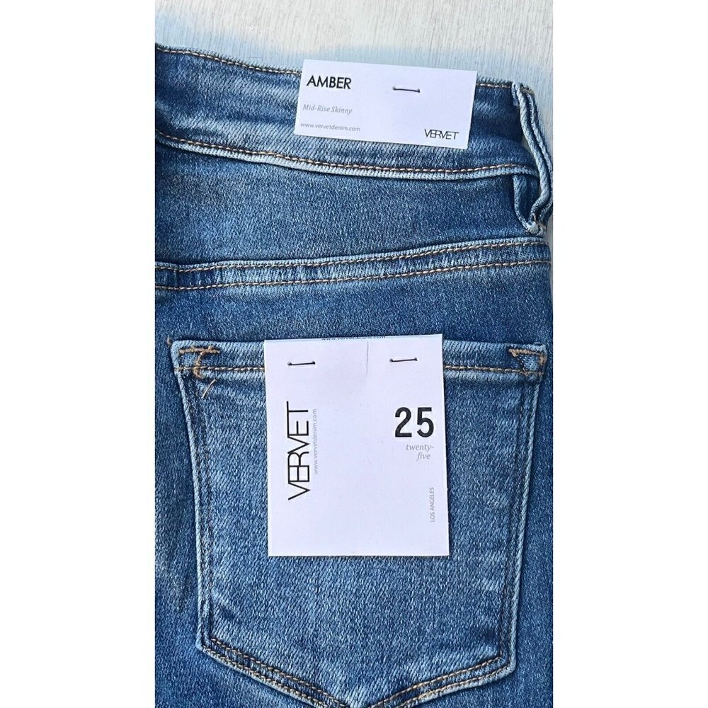 Vervet By Flying Monkey Amber Mid-Rise Skinny Jeans for Women - Size 25 - Picture 7 of 16